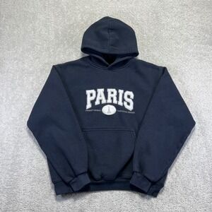 Paris France Hoodie Womens Medium Navu Blue Souvenir Produit Original Pullover